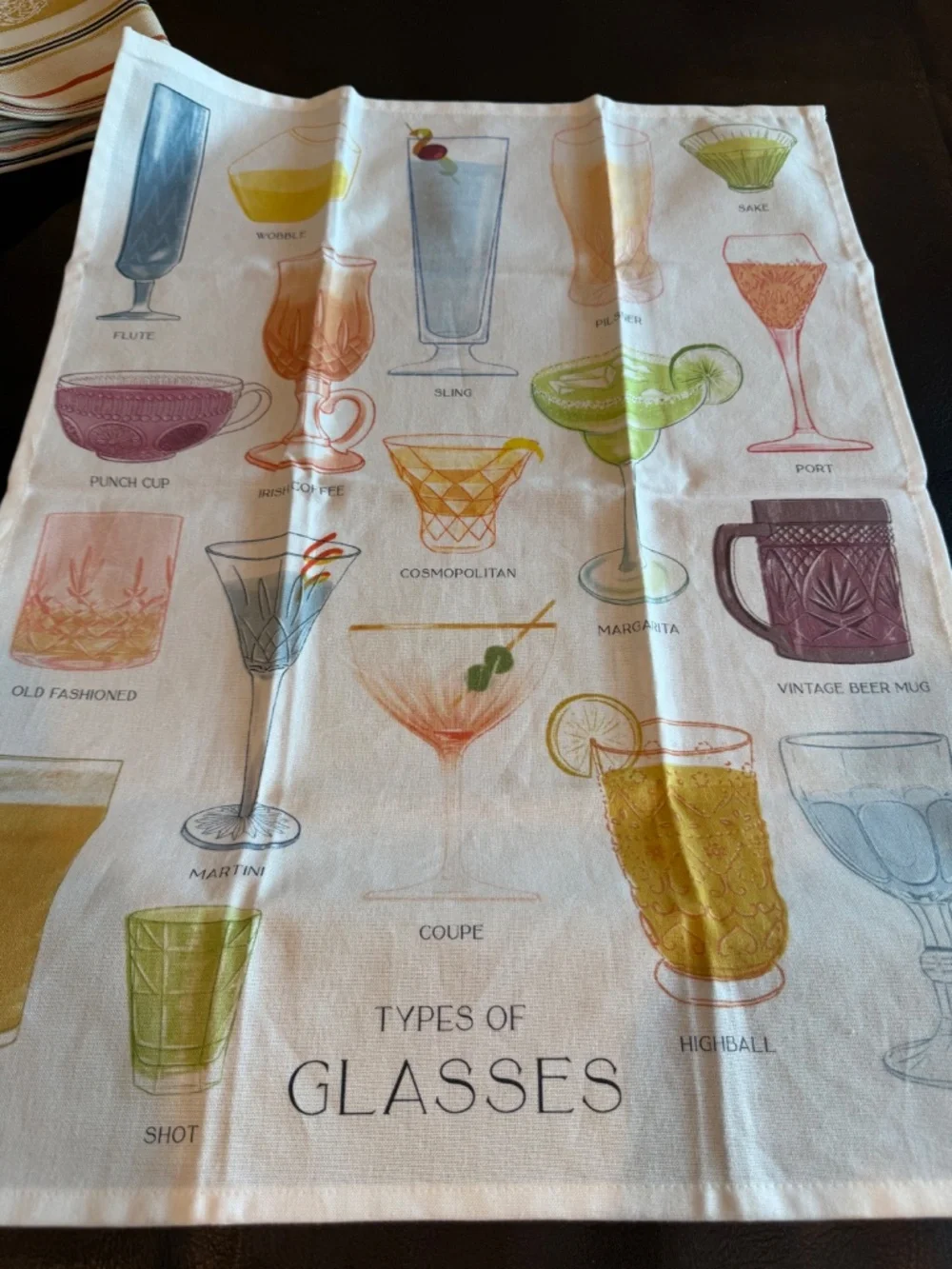 Anthropologie Dishtowels Set of 4 NWT Types of Glasses Kitchen